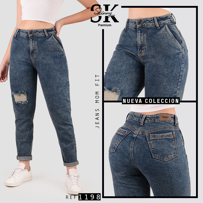 JEANS MOM TIRO ALTO 1198